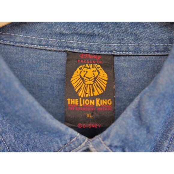 Vintage The Lion King Long sleeve Denim Button Up Size XL Broadway Musical - Picture 4 of 8
